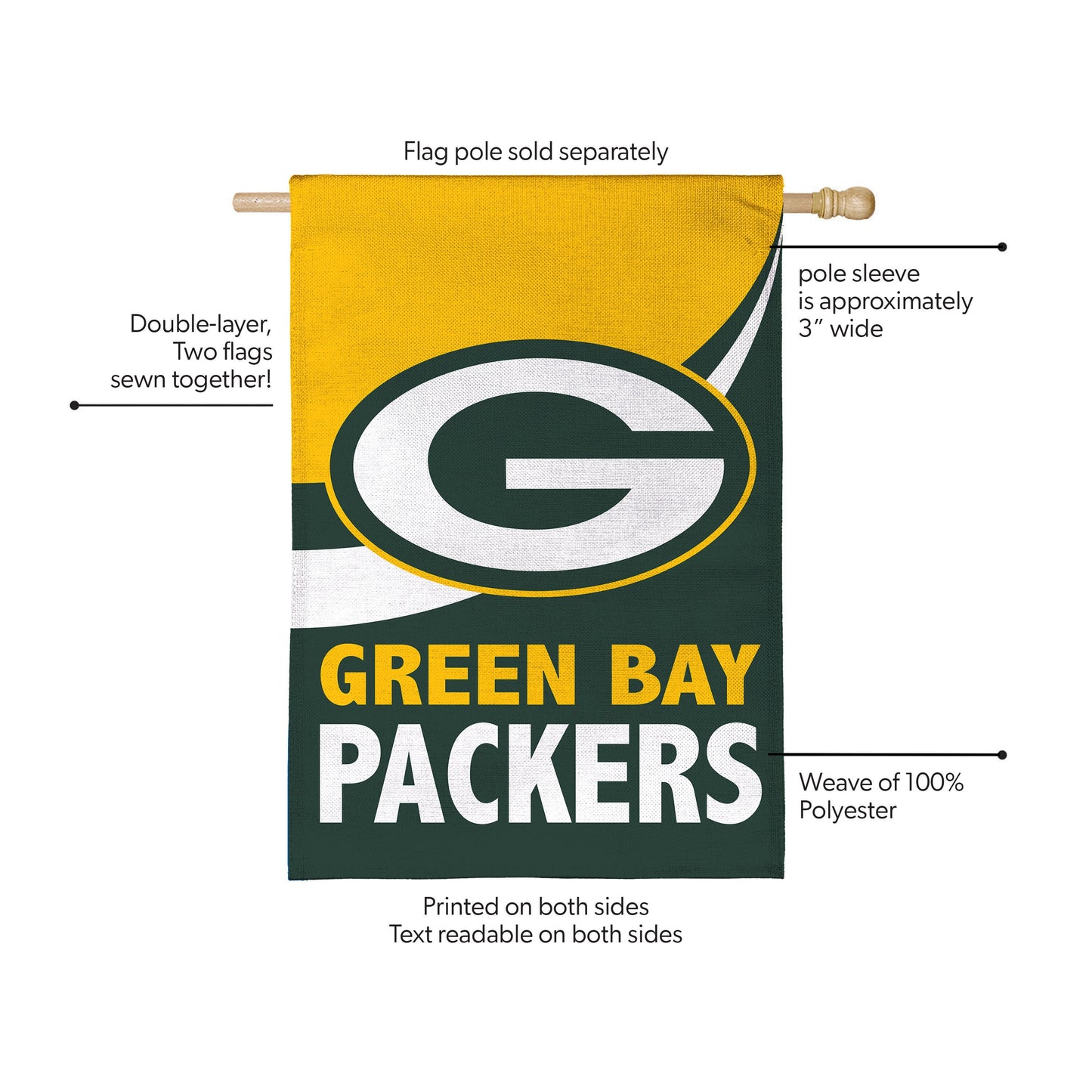Green Bay Packers Burlap Flag House Size