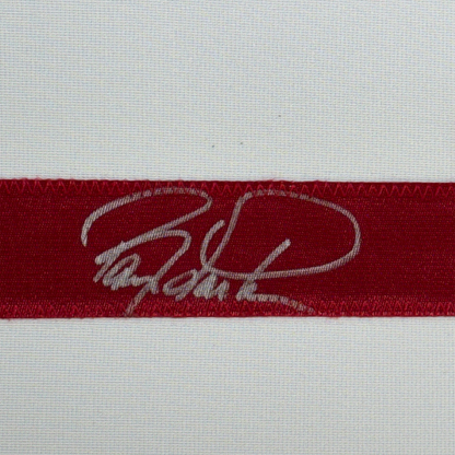 Framed Autographed/Signed Barry Larkin 35x39 Cincinnati White Baseball Jersey Beckett BAS COA