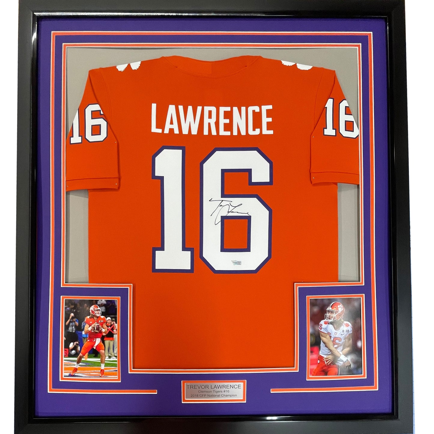 Framed Autographed/Signed Trevor Lawrence 35x39 Clemson Tigers Orange Authentic Nike College Football Jersey Fanatics COA