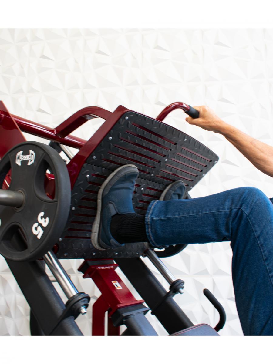 Pro Strength Linear Bearing Leg Press - Muscle D Fitness - Adjustable Back Pad - Plate Loaded