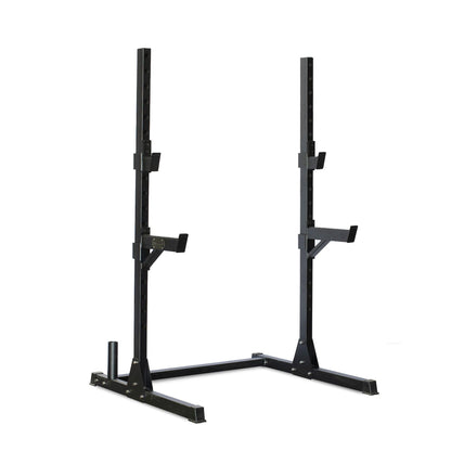 Compact Squat Stand Complete Weight Set - Muscle D Fitness - Adjustable Safety Guards - Vertical Bar Storage - Home Gym