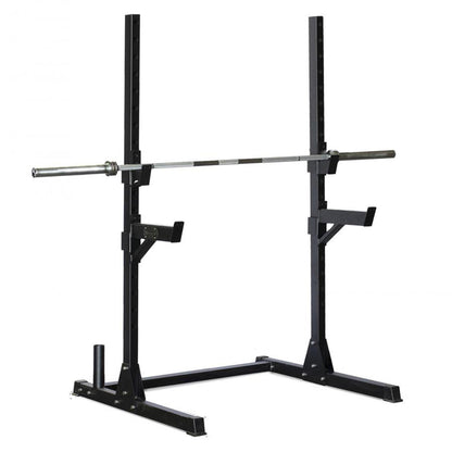 Compact Squat Stand - Muscle D Fitness - Adjustable Safety Guards - Vertical Bar Storage - Home Gym