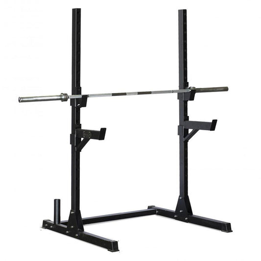 Compact Squat Stand - Muscle D Fitness - Adjustable Safety Guards - Vertical Bar Storage - Home Gym