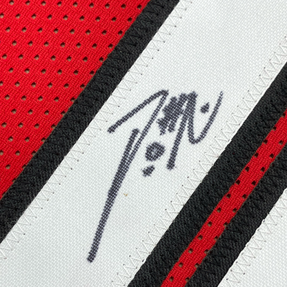 Framed Autographed/Signed Damian Lillard 35x39 Portland Red Basketball Jersey JSA COA