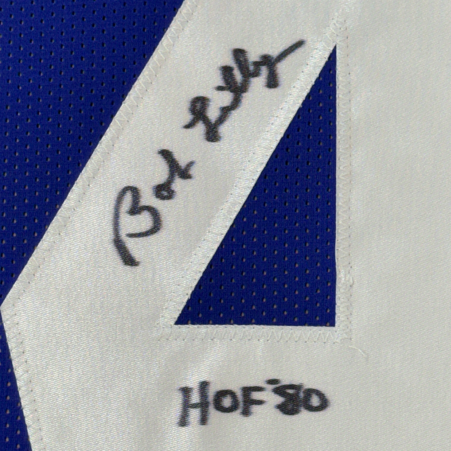 Framed Autographed/Signed Bob Lilly HOF 80 35x39 Dallas Retro Blue Football Jersey JSA COA