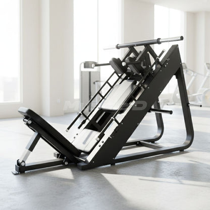 Excel Linear Hack/Leg Press - Muscle D Fitness - Plate Load Hack Squat Combo - Weight Storage Pegs - Adjustable Foot Plate / Back Pad