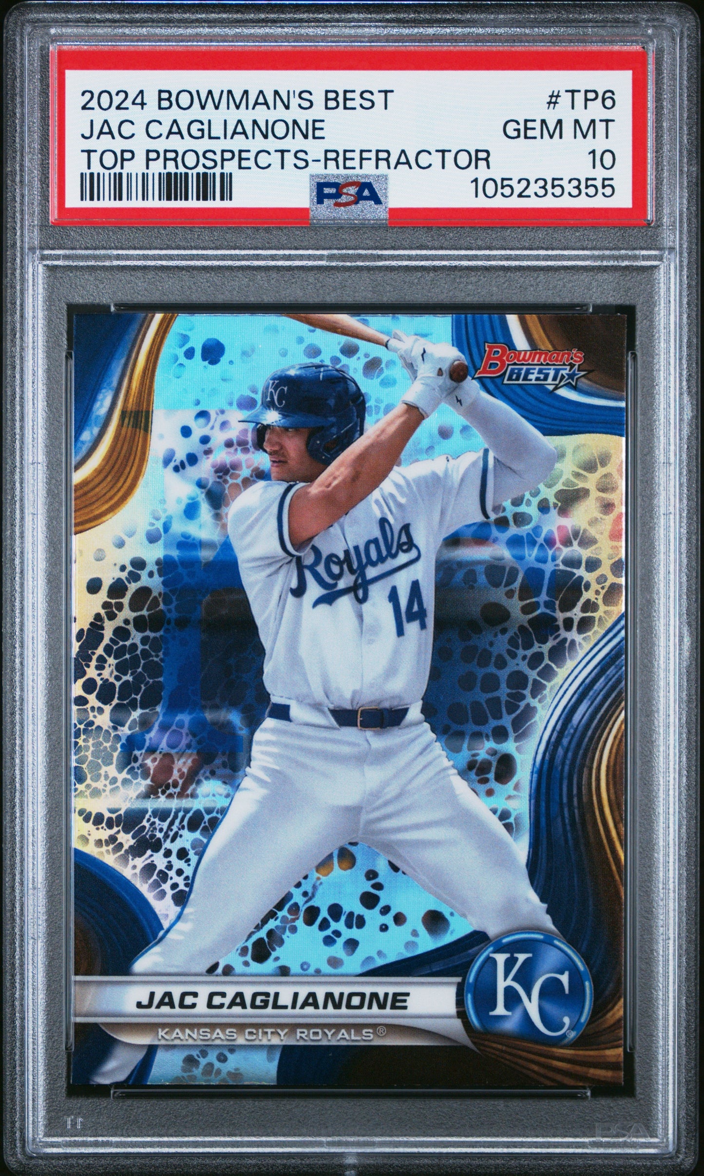 Graded 2024 Topps Bowmans Best Jac Caglianone #TP6 Top Prospects Refractor Rookie RC Baseball Card PSA 10 Gem Mint