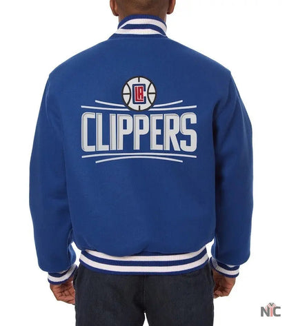 Los Angeles Clippers JH Design Blue Wool Varsity Jacket