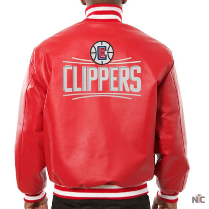 Los Angeles Clippers Red Leather Varsity Jacket