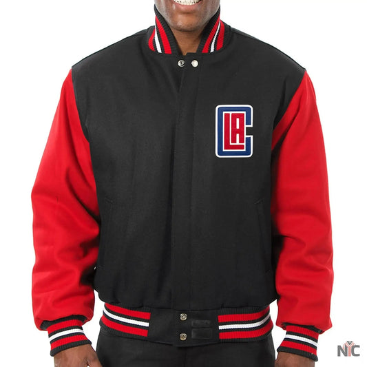 Los Angeles Clippers Red & Black Wool Varsity Jacket