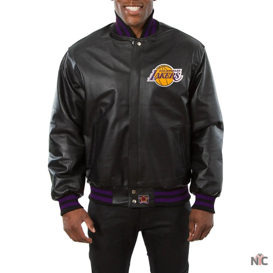 Los Angeles Lakers Black Leather Varsity Jacket