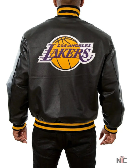 Los Angeles Lakers Black Leather Varsity Jacket