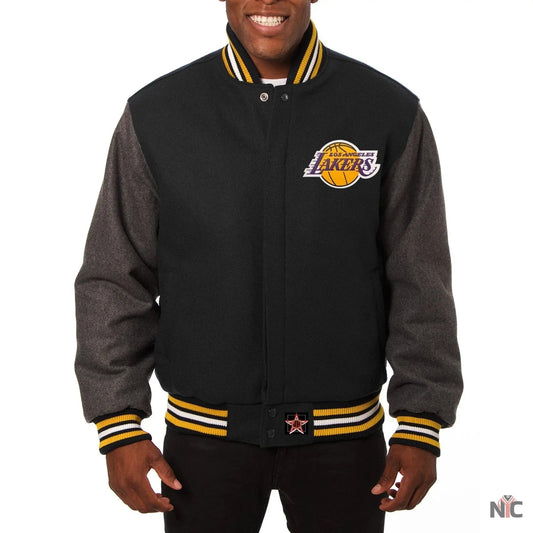 Los Angeles Lakers Black & Grey Wool Varsity Jacket