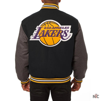 Los Angeles Lakers Black & Grey Wool Varsity Jacket