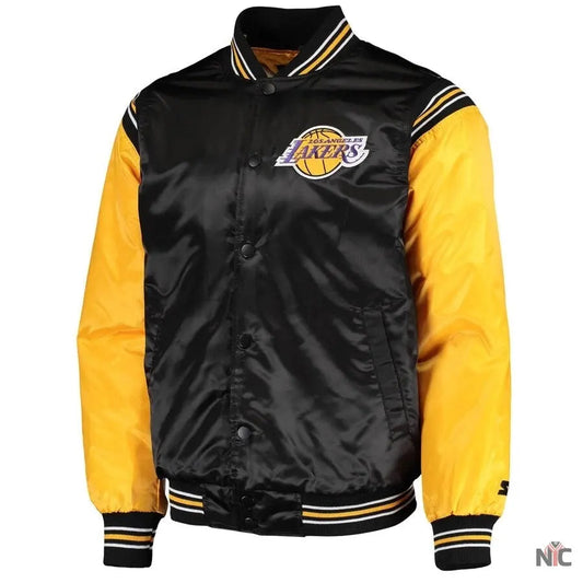 Los Angeles Lakers Enforcer Full-Snap Satin Varsity Jacket