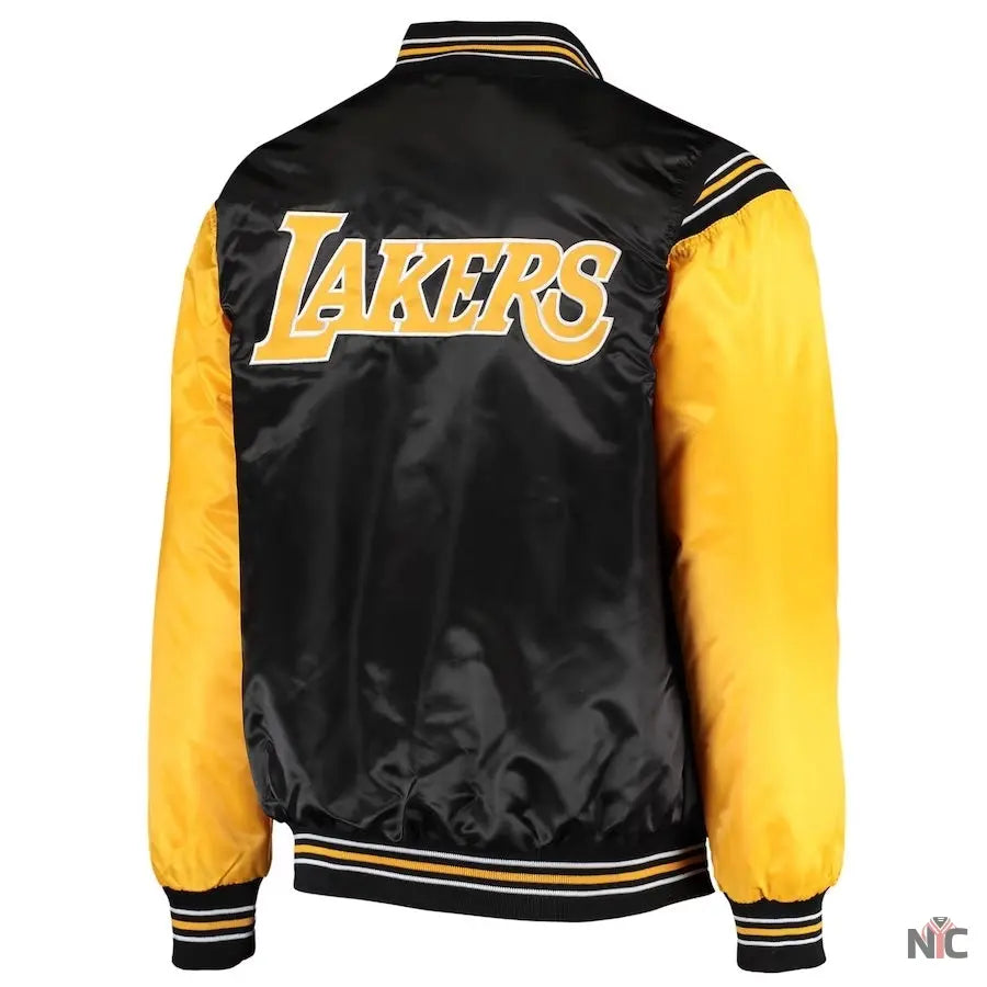 Los Angeles Lakers Enforcer Full-Snap Satin Varsity Jacket