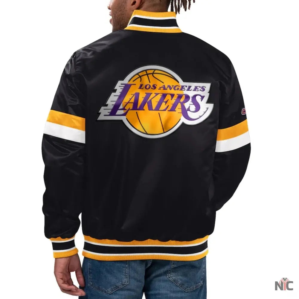 Los Angeles Lakers Home Game Black Satin Varsity Jacket