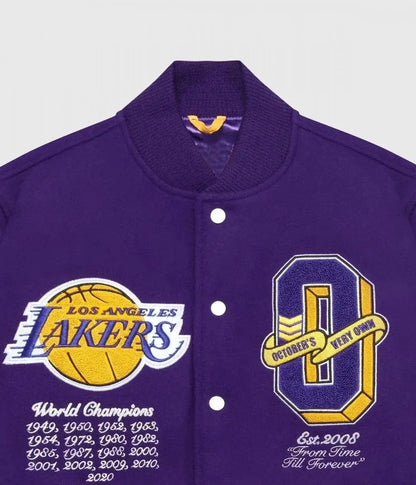 Los Angeles Lakers OVO Purple Wool Varsity Jacket