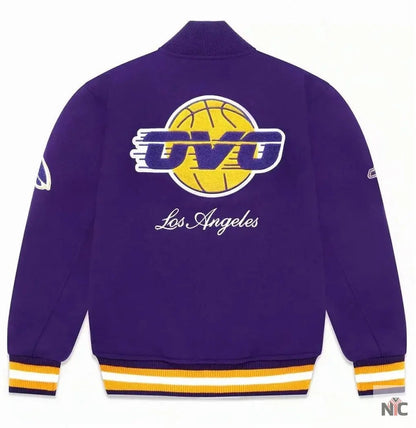 Los Angeles Lakers OVO Purple Wool Varsity Jacket
