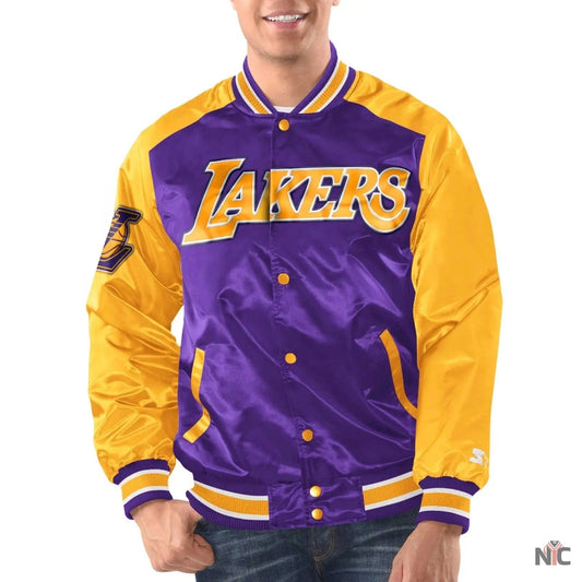 Los Angeles Lakers Renegade Purple & Yellow Satin Jacket