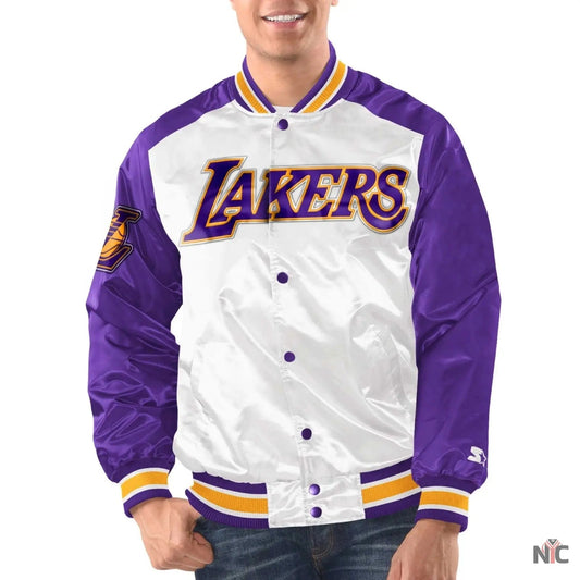 Los Angeles Lakers Renegade White & Purple Satin Jacket