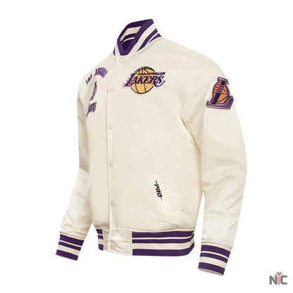 Los Angeles Lakers Retro Classic Rib Satin Varsity Jacket
