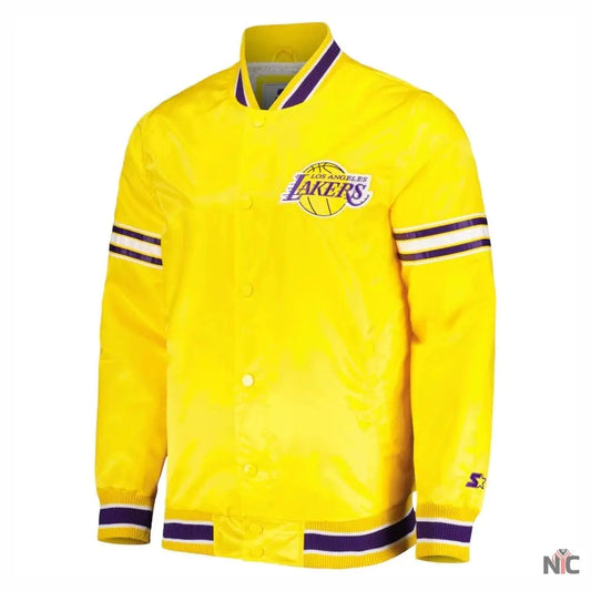 Los Angeles Lakers Slider Yellow Satin Varsity Jacket