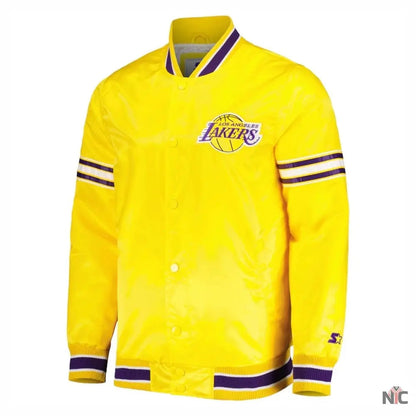 Los Angeles Lakers Slider Yellow Satin Varsity Jacket