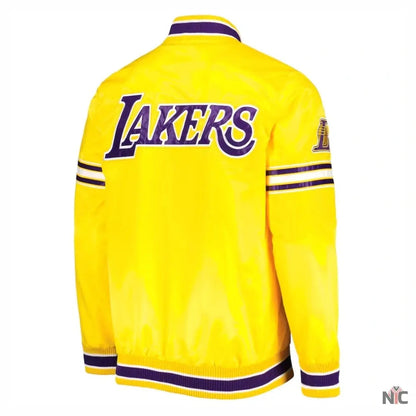 Los Angeles Lakers Slider Yellow Satin Varsity Jacket