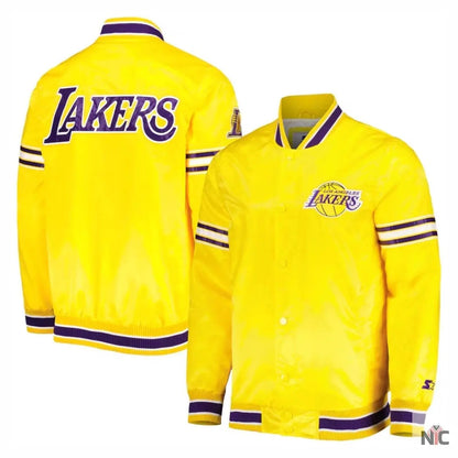 Los Angeles Lakers Slider Yellow Satin Varsity Jacket