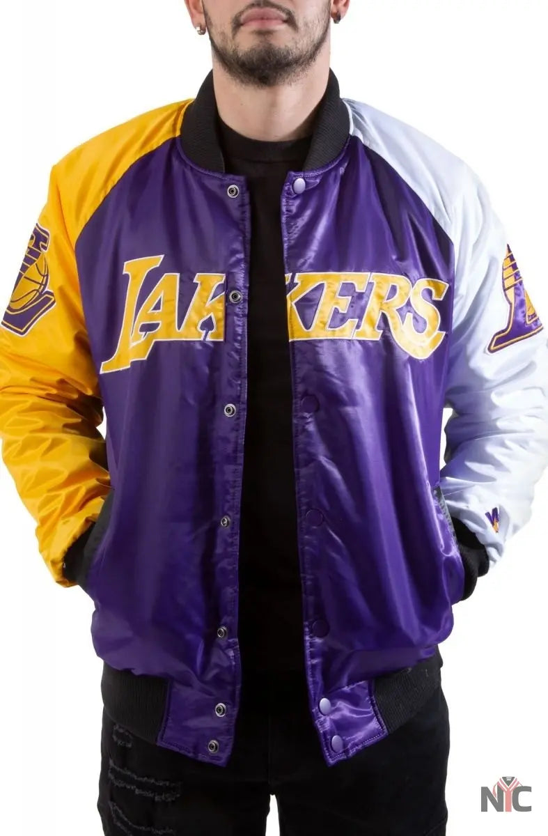 Los Angeles Lakers Tri-Color Varsity Satin Jacket