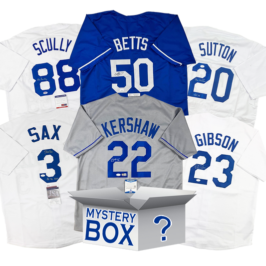 Autographed/Signed Los Angeles Baseball Jersey Mystery Box with PSA JSA or Beckett COA