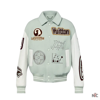 Louis Vuitton Aqua & White Varsity Jacket