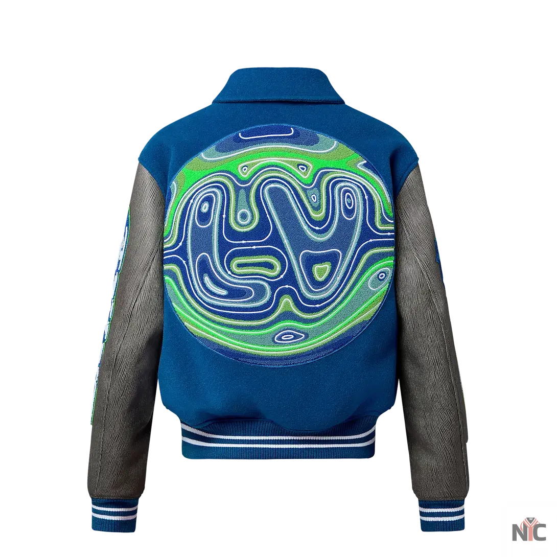 Louis Vuitton Embroidered Blouson Grey And Blue Jacket