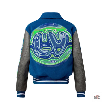 Louis Vuitton Embroidered Blouson Grey And Blue Jacket