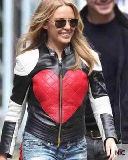 Love Heart Kylie Minogue Leather Jacket