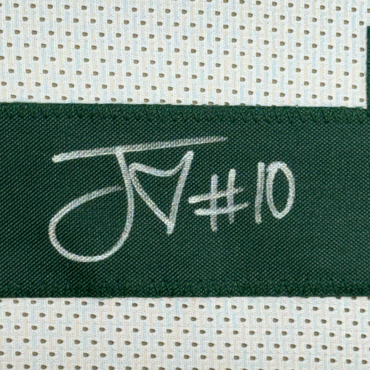 Framed Autographed/Signed Jordan Love 35x39 Green Bay White Football Jersey Beckett BAS COA