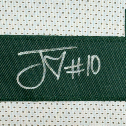 Framed Autographed/Signed Jordan Love 35x39 Green Bay White Football Jersey Beckett BAS COA