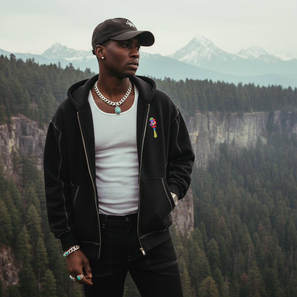 Love Bar Contrast-Stitched Boxy Fleece Zip Hoodie