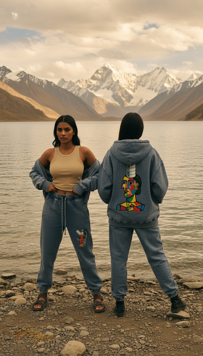 Love Bar Snow Wash Oversized Zip-Up Hoodie