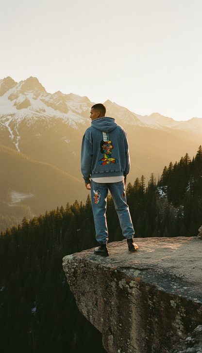 Love Bar Snow Wash Oversized Zip-Up Hoodie