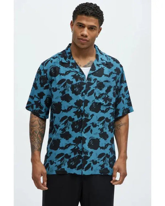 Love Island USA S07 Chris Seeley Blue Floral Shirt