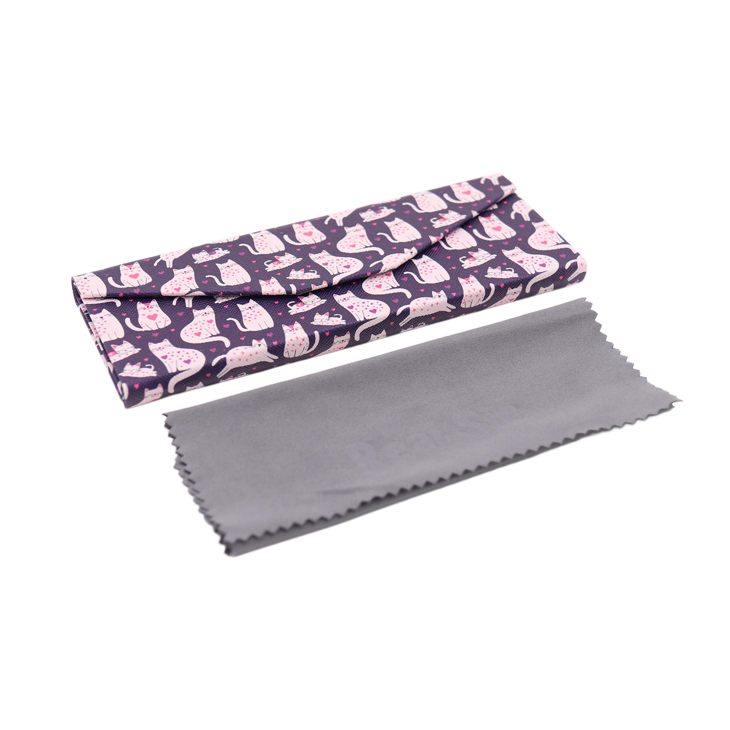 Lovely Cat Print Glasses Case - Vegan Leather Magic Folding Hard Case