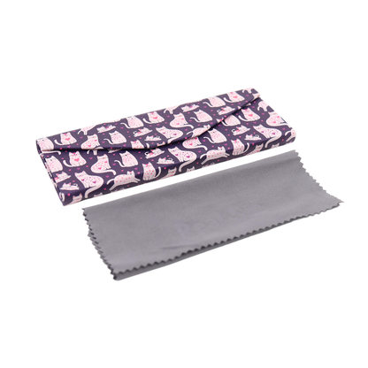 Lovely Cat Print Glasses Case - Vegan Leather Magic Folding Hard Case