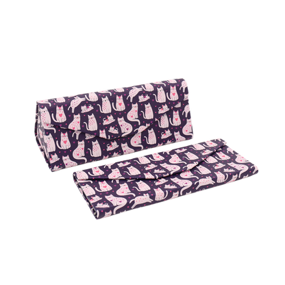 Lovely Cat Print Glasses Case - Vegan Leather Magic Folding Hard Case