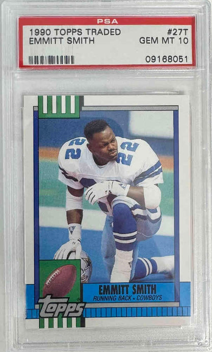 Graded 1990 Topps Traded Emmitt Smith #27T Rookie RC Football Card PSA 10 Gem Mint