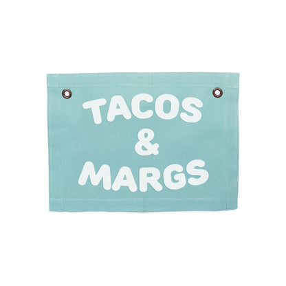 Tacos & Margs Small Canvas Flag