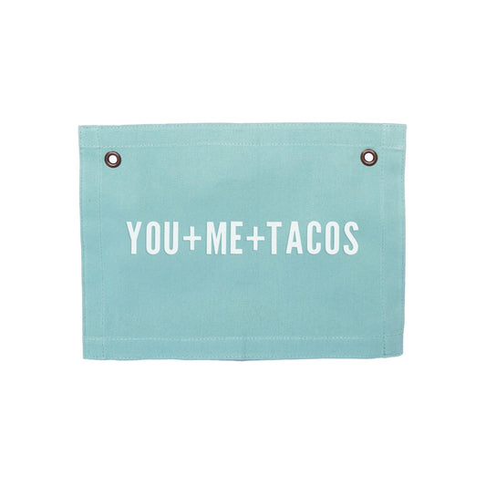 You+Me+Tacos Small Canvas Flag