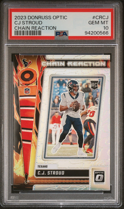 Graded 2023 Panini Donruss Optic CJ Stroud #CRCJ Chain Reaction Rookie RC Football Card PSA 10 Gem Mint