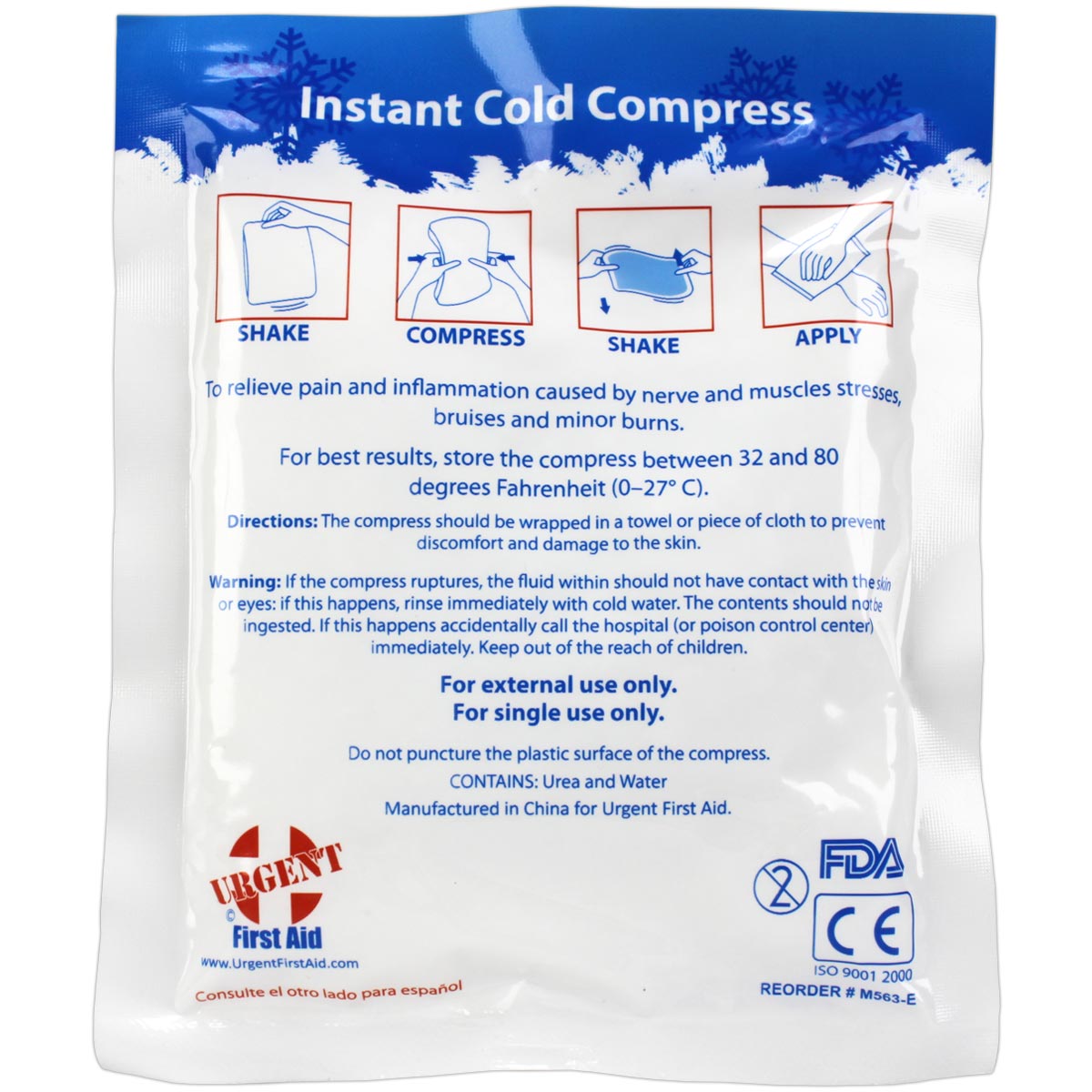 4" x 5" Urgent First Aid Instant Cold Compresses, Case of 125